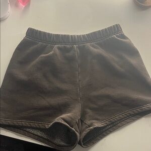 Brown Aritzia sweat shorts